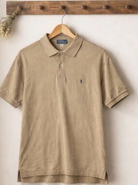 Vinatge Polo Ralph Lauren Mens Shirt Size XL Tall Brown Short Sleeve Logo Pony